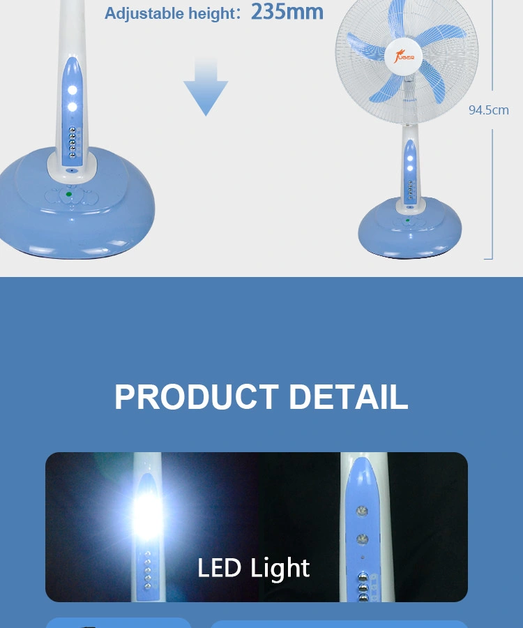 Remote Control Saving Energy Rechargeable DC Fan with LED Light